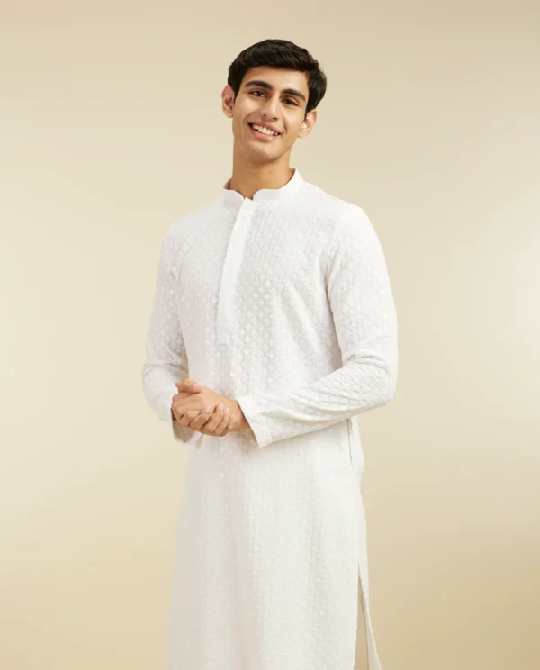 Warm White Chikankari Kurta with Sequin Work