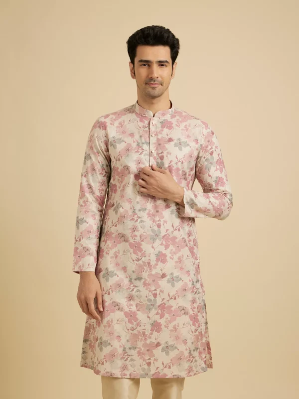 Elegant Pink Linen Kurta