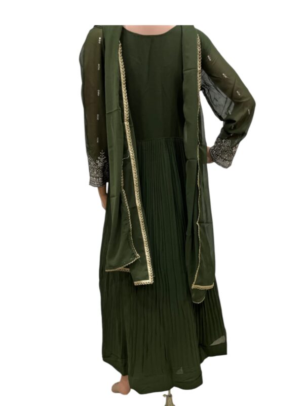 Elegant Green Anarkali Embroidered Georgette Gown - Image 4