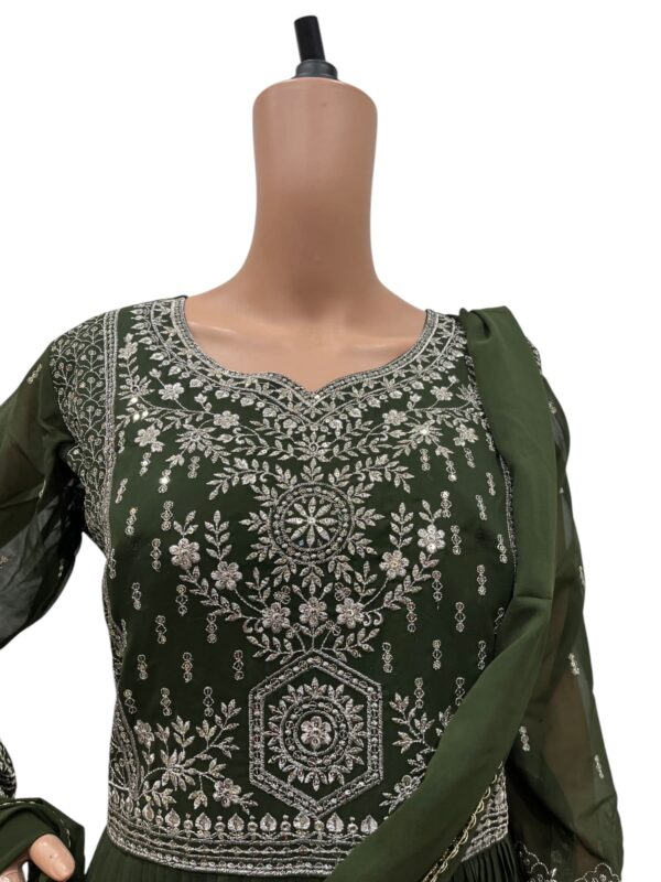 Elegant Green Anarkali Embroidered Georgette Gown - Image 2